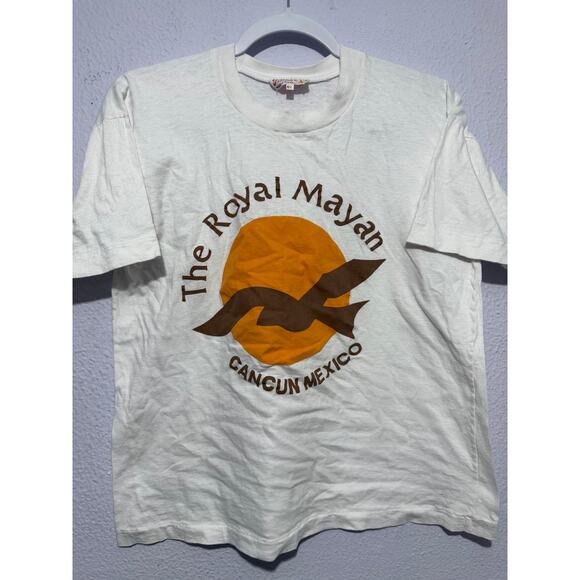 Other Tops - Vintage The Royal Mayan Cancun Mexico T-Shirt White Small Single Stitch 80s 90s